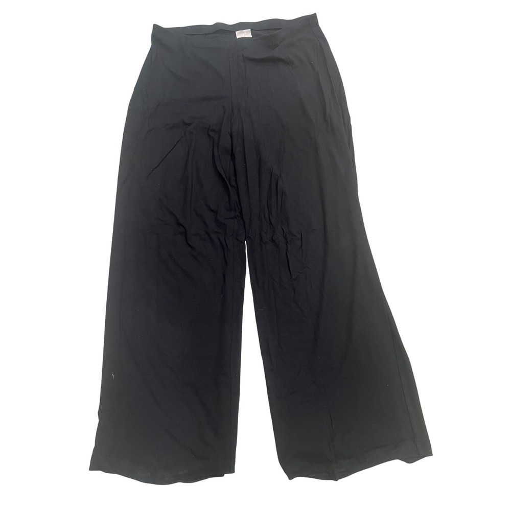 J. Jill Wearever Full Leg Pants Womens Black Wide Leg Knit Trousers Sz L Office